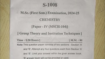 MSC CHEMISTRY 1 Sem Previous Year Question Paper 2024 Sri Dev Suman University Group Theory #msc