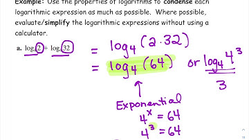 Using the product, quotient, and power rules to condense logarithms