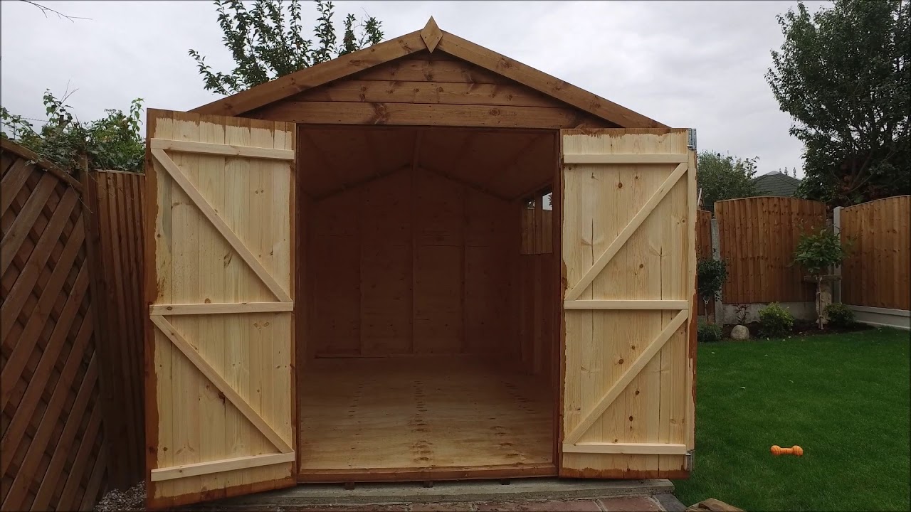 12 x 8 apex garden shed with double doors - YouTube