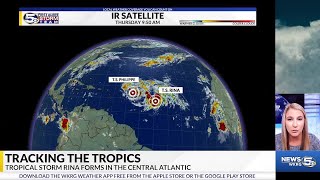 Tropical Storm Rina Forms In The Central Atlantic, Philippe Holds Together Close By - Sept 28 10 Am