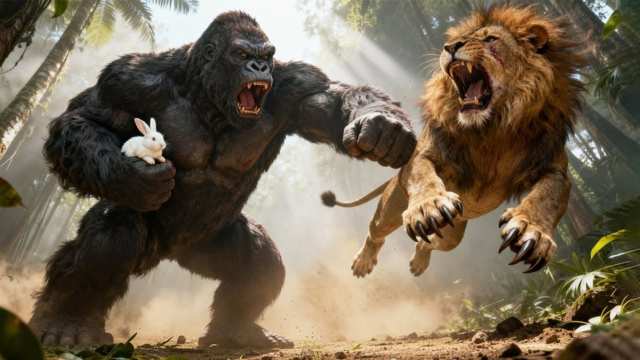 King Kong vs Lion King: Epic Jungle Battle to Save the Injured Rabbit | King Kong Movie