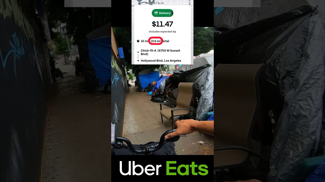 Uber Eats Bike Delivery in LA Los Angeles Hollywood California. High Pay Order. #ubereats #brompton