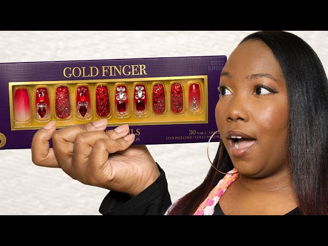 Amazon.com : Gold Finger Gel Glam Design Nail, Press On Nails, Gel Nail  Kit, Polish Free Manicure Long Length (GD16) : Beauty & Personal Care