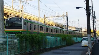 回1682E E231系 S-22編成 K-23編成 回送列車が第二下田端踏切付近を通過するシーン
