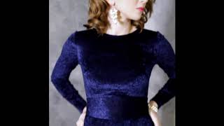 Dark blue velvet dress with cut out back