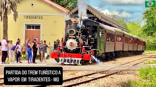Trem Turístico a Vapor V.F.C.O -42 partindo da Estação Ferroviária de Tiradentes em Minas Gerais