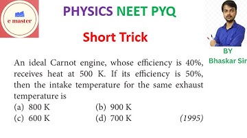 An ideal Carnot engine, whose efficiency is 40%, receives heat at 500 K. If its efficiency is 50% th