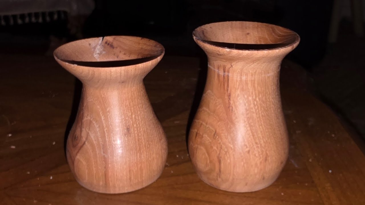 Two little vases from one piece of hickory!!!