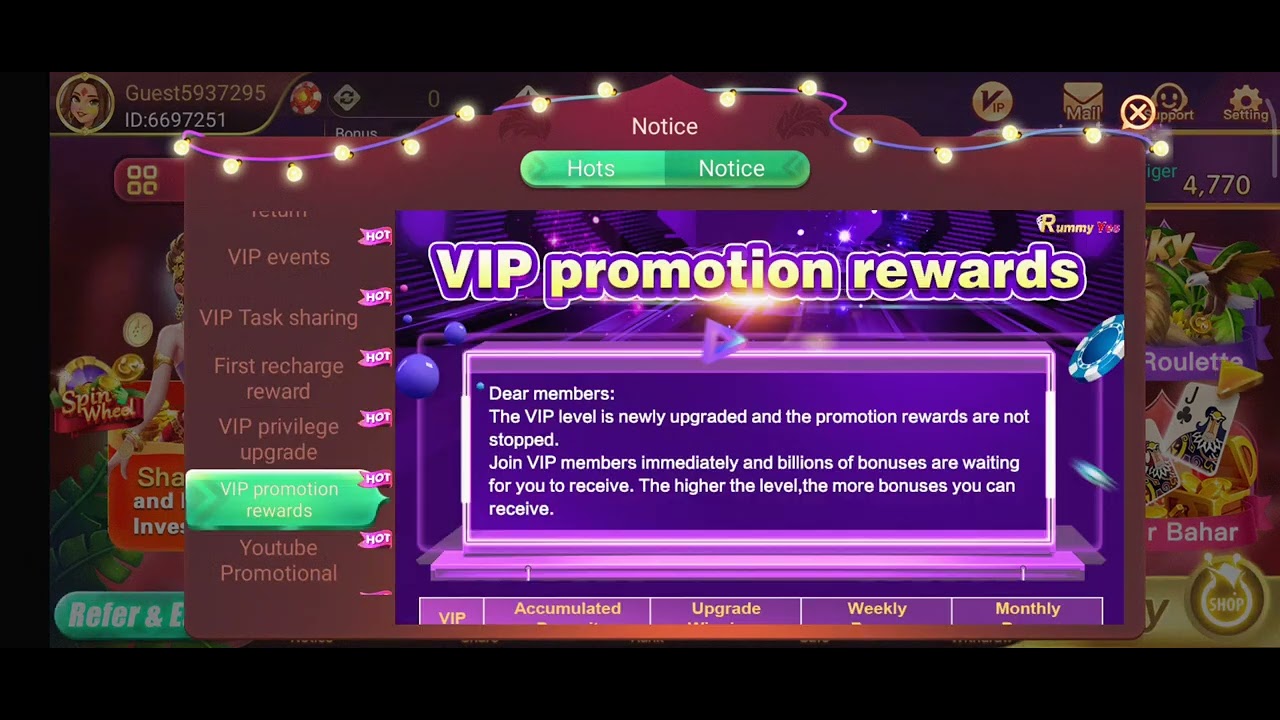 Rummy Vip Rummy Yes VIP Task Share Extra Bonus. - YouTube