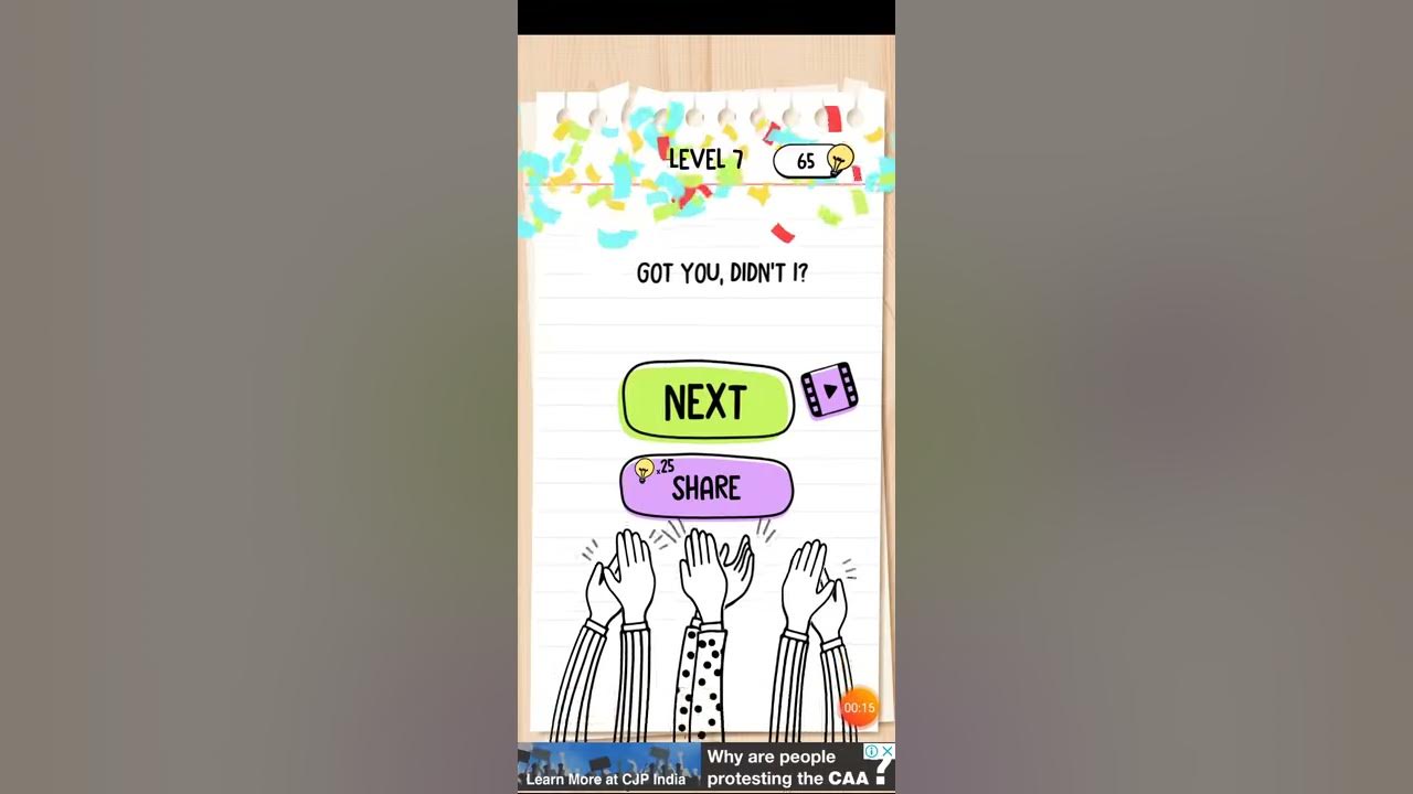 Brain Test level 7 Slide left to unlock YouTube