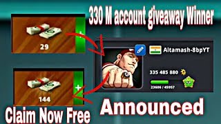330M and 144 Cash account giveaway Winner Announced In 8 Ball pool screenshot 4