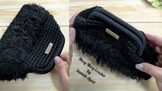 كروشيه كلاتش/حقيبه بإطار معدن crochet bag/clutch crochet 