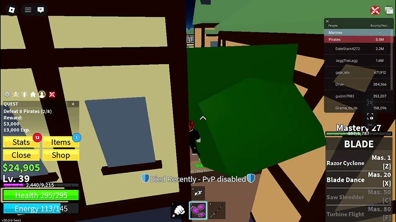 Grinding to level 60 in Blox Fruits