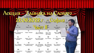 Лекция - Тайната на Словото - 22.06.2022 г. - София - Читалище - Природа и наука - 1938 г.- Част II