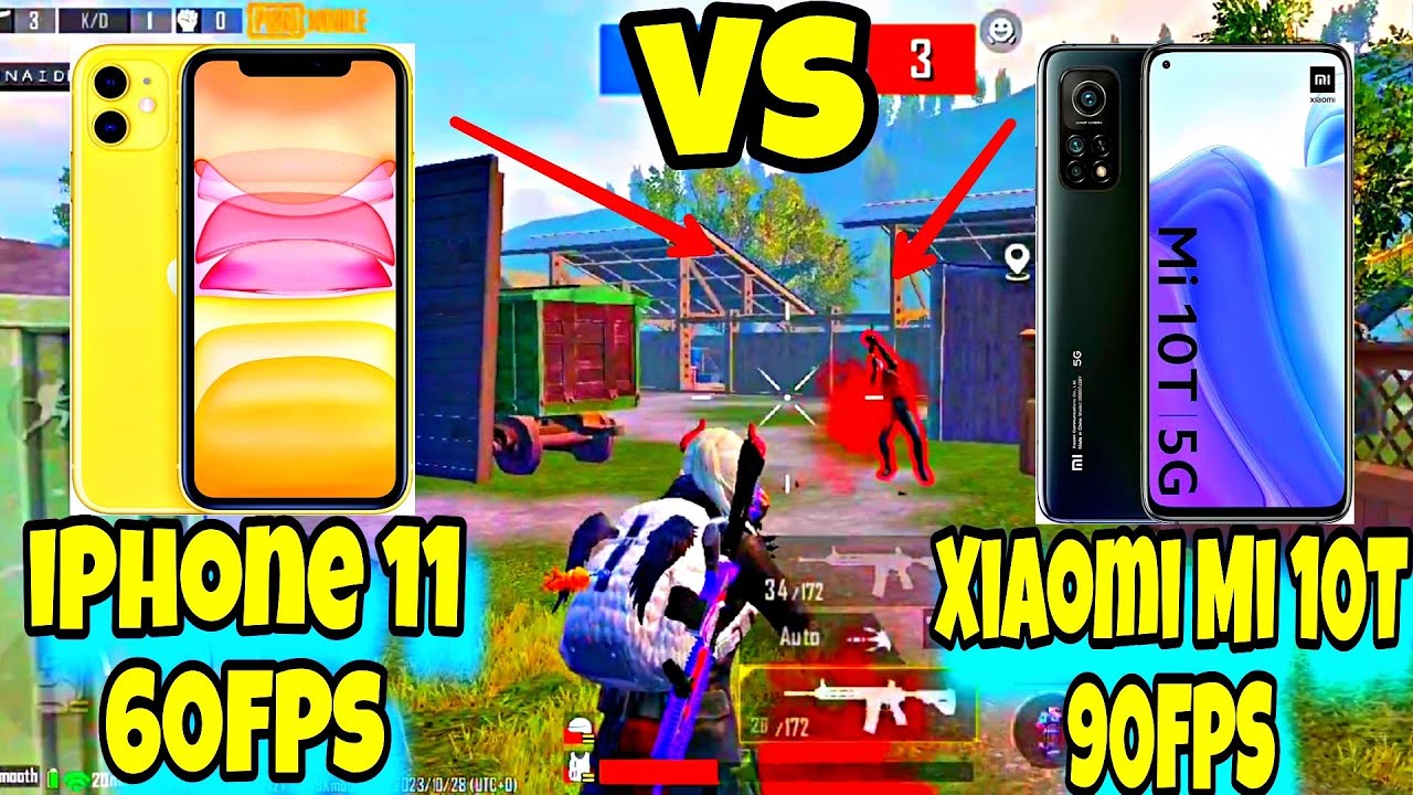 iPHONE 11 60FPS☺️Vs Xiaomi Mi 10T 90FPS Pubg Mobile Test TDM iOS 60FPS ...