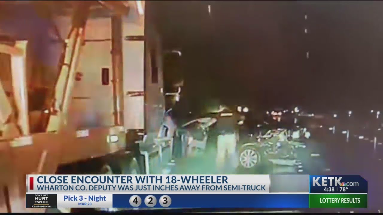 VIDEO: Wharton County deputy narrowly dodges 18-wheeler
