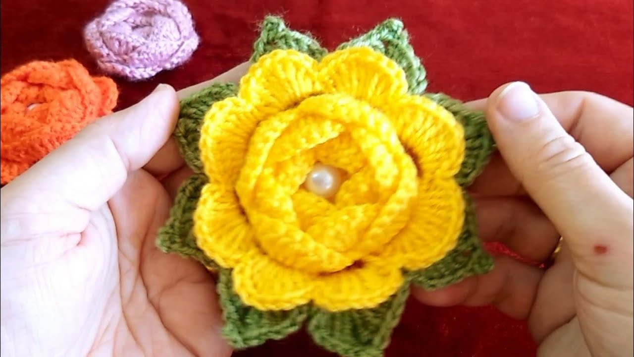 #كروشيه_كشكول_بسمة #BadmaCraft وردة مجسمة طبقات Crochet 3D Rose