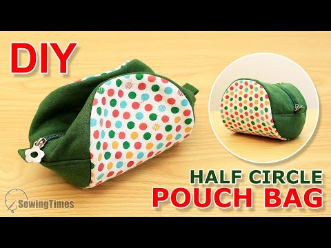 DIY Half Circle Pouch Bag | Two shaped purse bag sewing tutorial [sewingtimes]
