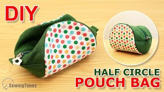 DIY Half Circle Pouch Bag | Two shaped purse bag sewing tutorial [sewingtimes]