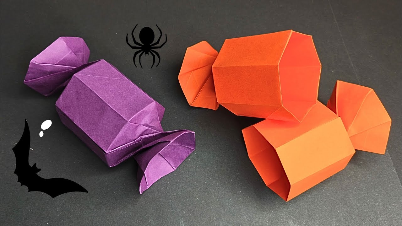 Оригами-конфетница 🍬 Как сложить бумажные конфеты на Хэллоуин