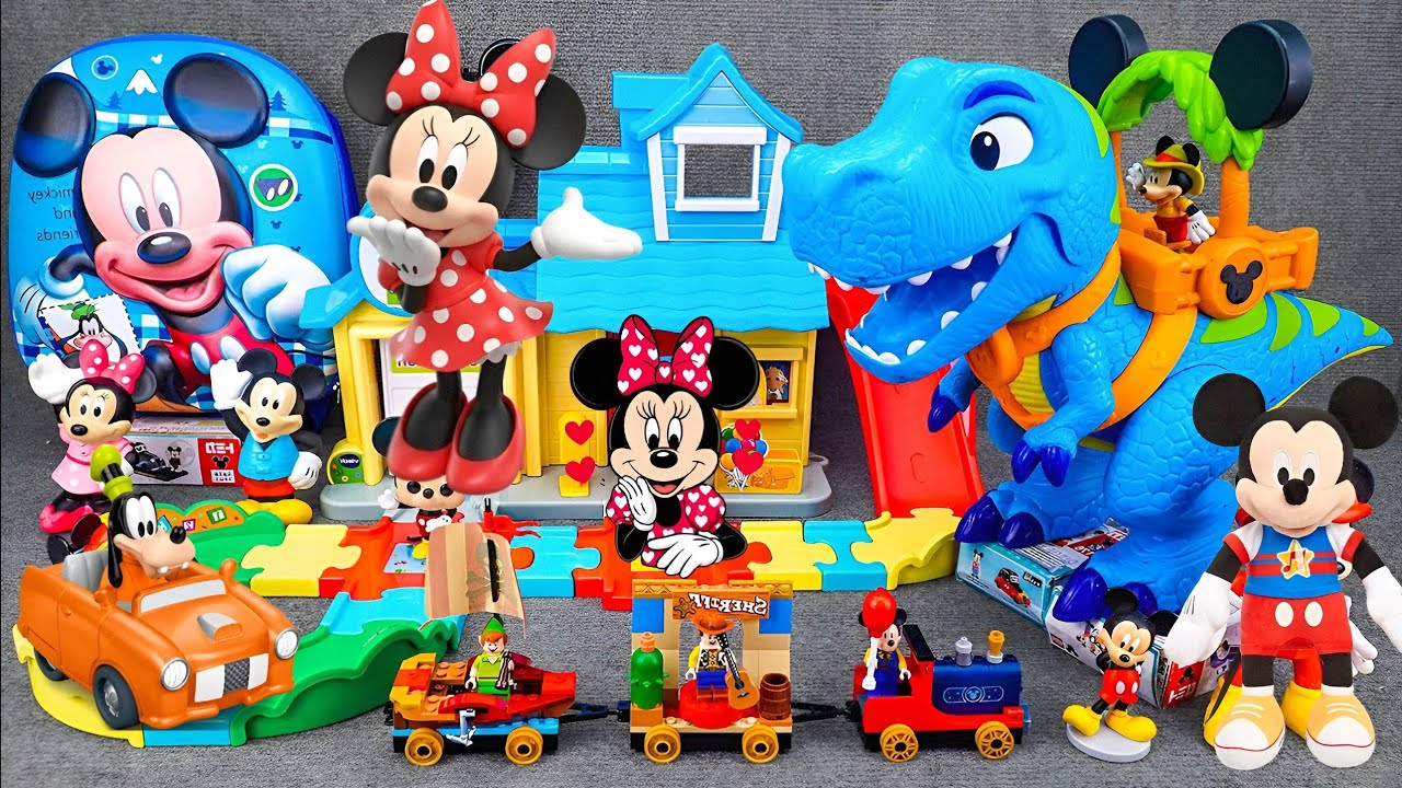 10 Minutes Satisfying with Unboxing Mickey Mouse Train Station Play Set | ASMR