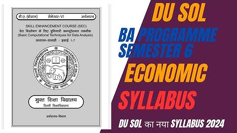 DU SOL BA Programme #semester 6 Economic Basic Computational Techniques For Data Analysis #Syllabus