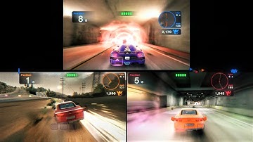 Blur Split Screen Multiplayer 3 Players *ONE-HIT DAMAGE* PS3 Gameplay