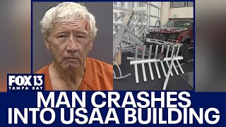 Florida man crashed into a USAA building after being denied entry