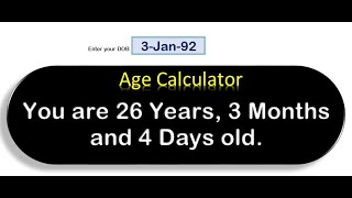 How To Make Age Calculator with Simple Formula