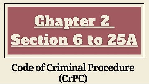 Chapter 2 CrPC | Section 6 to 25A of CrPC | Constitution of Criminal Courts and Offices CrPC