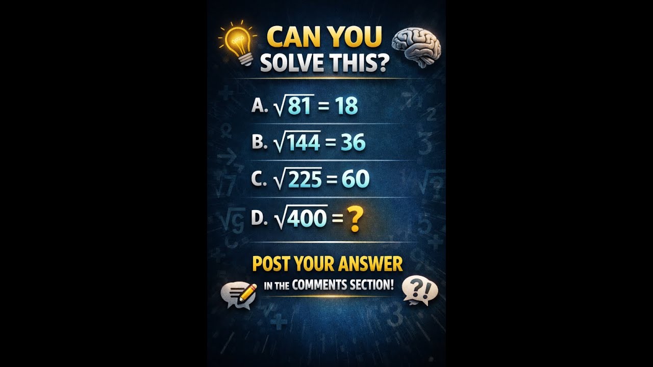 Only 1% Can Solve This IQ Square Root Puzzle 🤯 This IQ Math Question Is Tricking Everyone 😱 