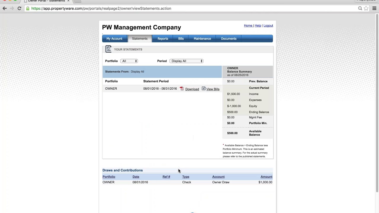 Owner Portal Information