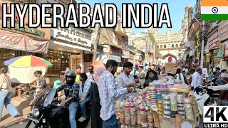 Hyderabad, India Laad Bazaar Walking Tour 4K హదరబద