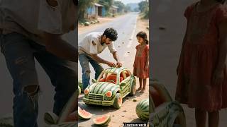 cute baby enjoying a watermelon car which made his father #ai #car #baby #helicopter