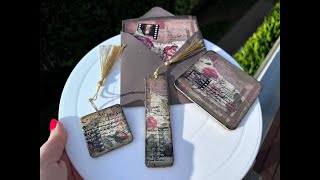 Vintage Resin Gift Set - Card, Coaster, Bookmark & Keyring Set 