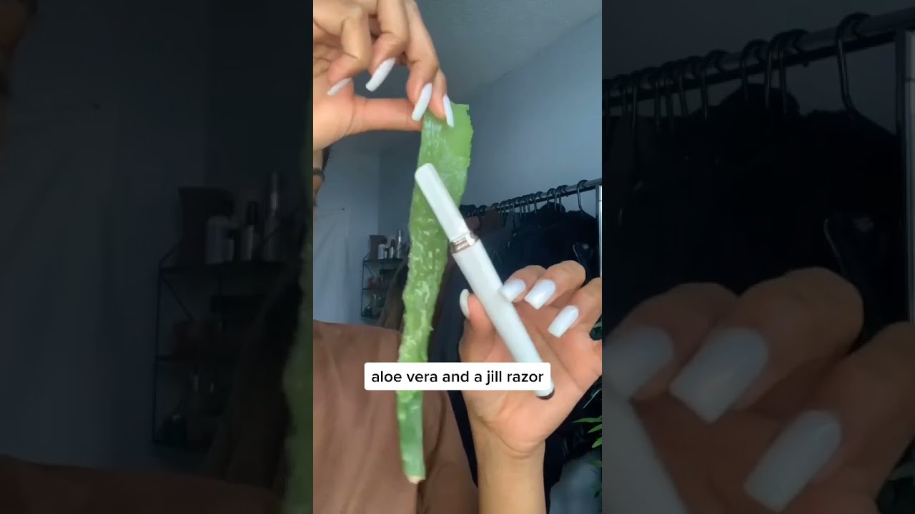Shaving my face with aloe vera 