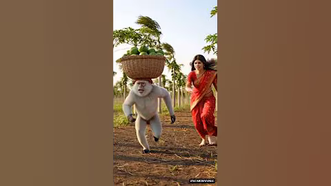 girl saved pregnant monkey🥺 #ai #girl #monkey