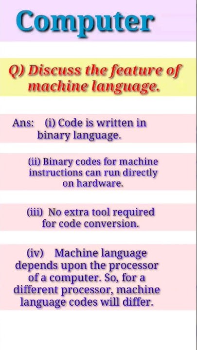What is the Feature of Machine Language|Programming language # ...