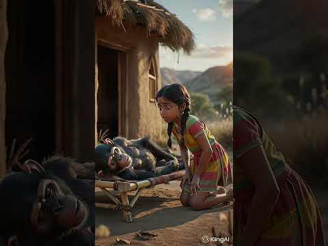 🏡 गाँव की बेटी और घायल चिंपैंज़ी 😢 | Emotional Village Short #catvideos #cat #elephantvideo #kitten