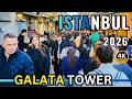 Istanbul Galata Tower 4K Fixed Camera City Ambience | Real Street Life