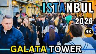Istanbul Galata Tower 4K Fixed Camera City Ambience | Real Street Life