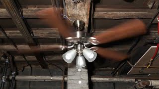 Hampton Bay Brookhurst Ceiling Fan 52” (Brushed Nickel/Walnut)(No Commentary)