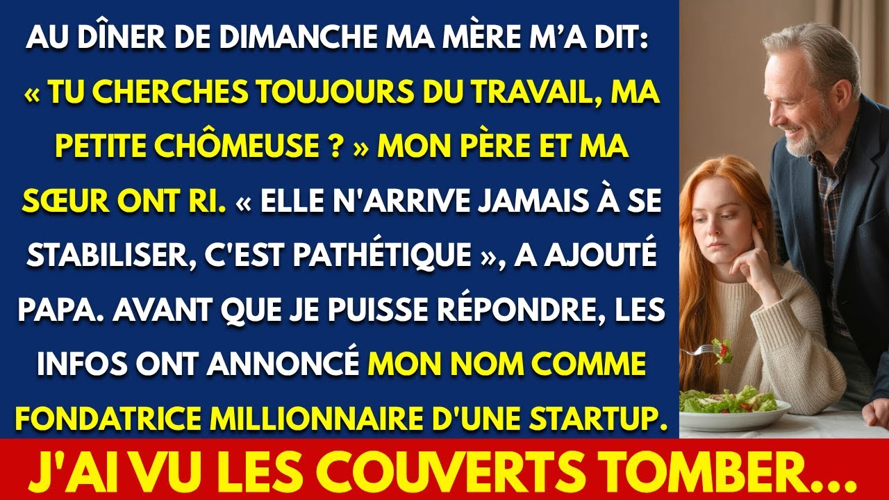 Le gravier a crissé sous mes pas comme chaque dimanche, mais quand maman m’a lancé « alors, tu cherches toujours du travail, ma petite chômeuse ? », j’ai senti mon sang se figer. Papa a replié son...