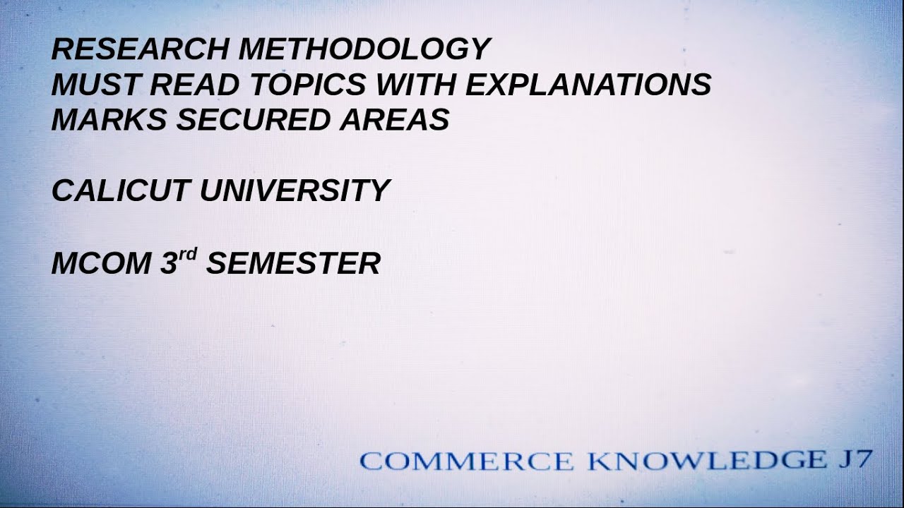 research methodology project topics for mcom