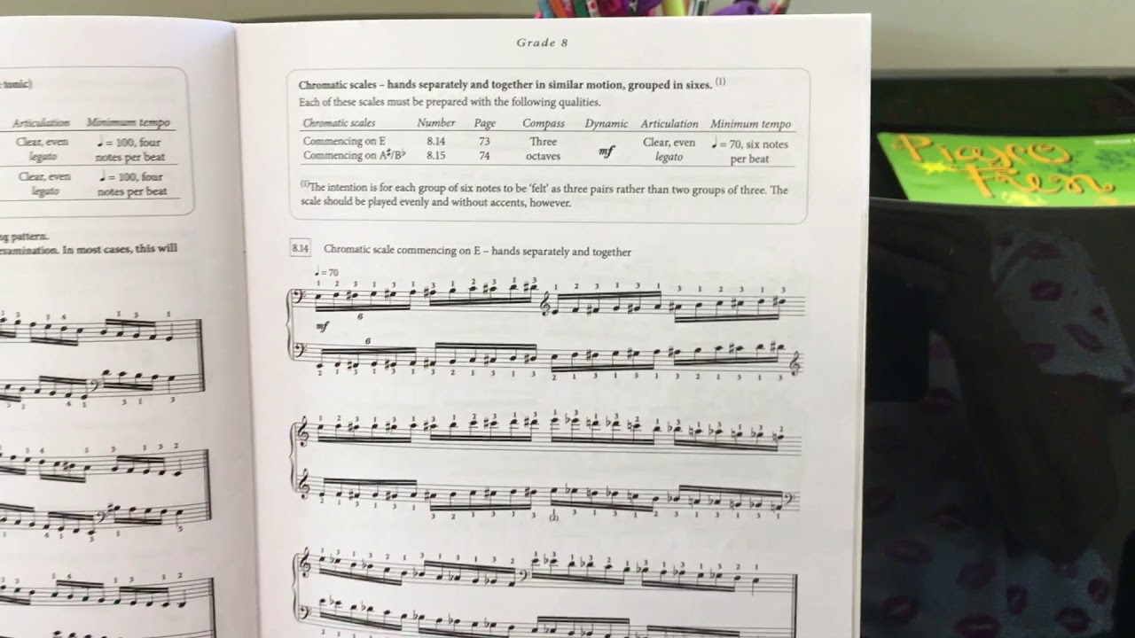 Grade 8 Chromatic scale AMEB Technical Exercises Series 18 piano YouTube