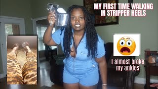 MY FIRST PAIR OF 8 INCH STRIPPER HEELS | Pleaser Heels Unboxing + Try On
