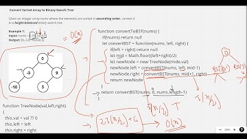 Interview Questions | Convert Sorted Array to Binary Search Tree | JavaScript | NodeJS | leetcode