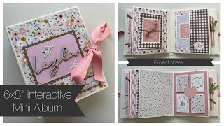Interactive 6x8" Mini album - Project share/flip through - Baby girl - pebbles peek a boo you girl
