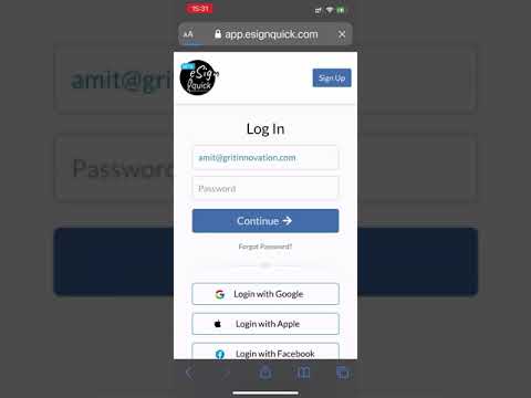 eSignQuick - How To Login On Mobile