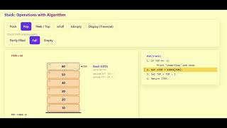 25 Basic Operations in Stack with Algorithm | Push, Pop, Peek, isFull, isEmpty | Data Structure